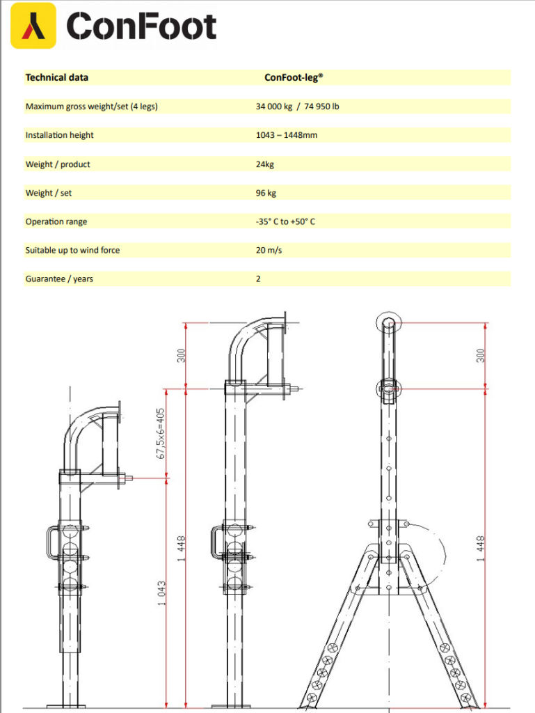 Containerstützen conFoot-Leg CFP-Komplettsatz