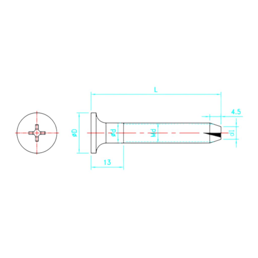 Fußbodenschraube M6x65 mm K12 PH